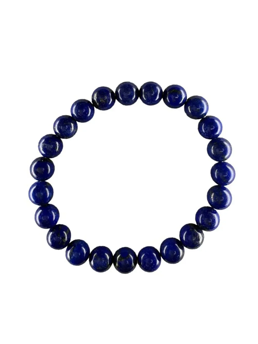 Natural Lapis Lazuli Bead Bracelet 8mm Deep Blue Gemstone Certified 19.17g